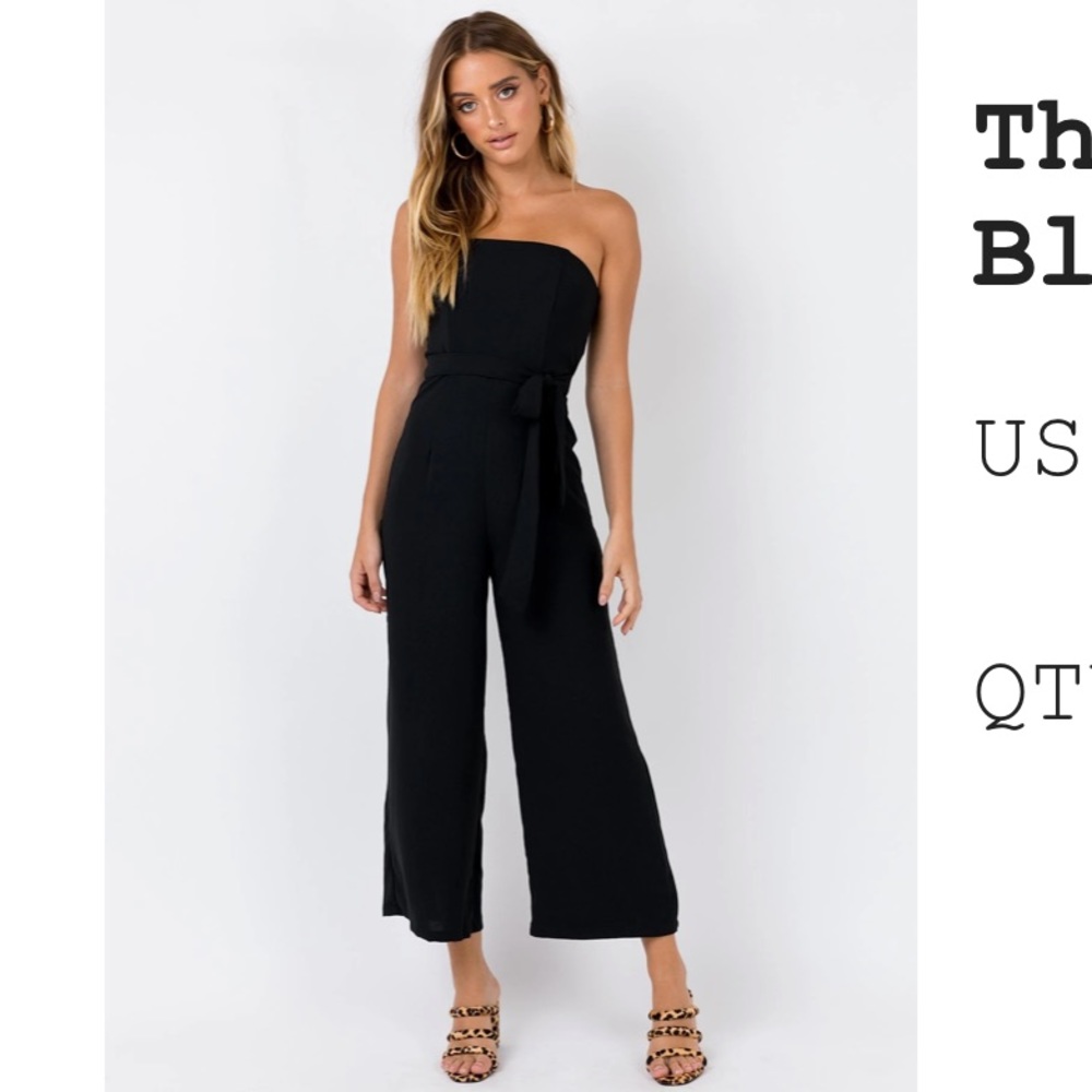 Princess Polly The Kit Black Jumpsuit Strapless Romper Size 6